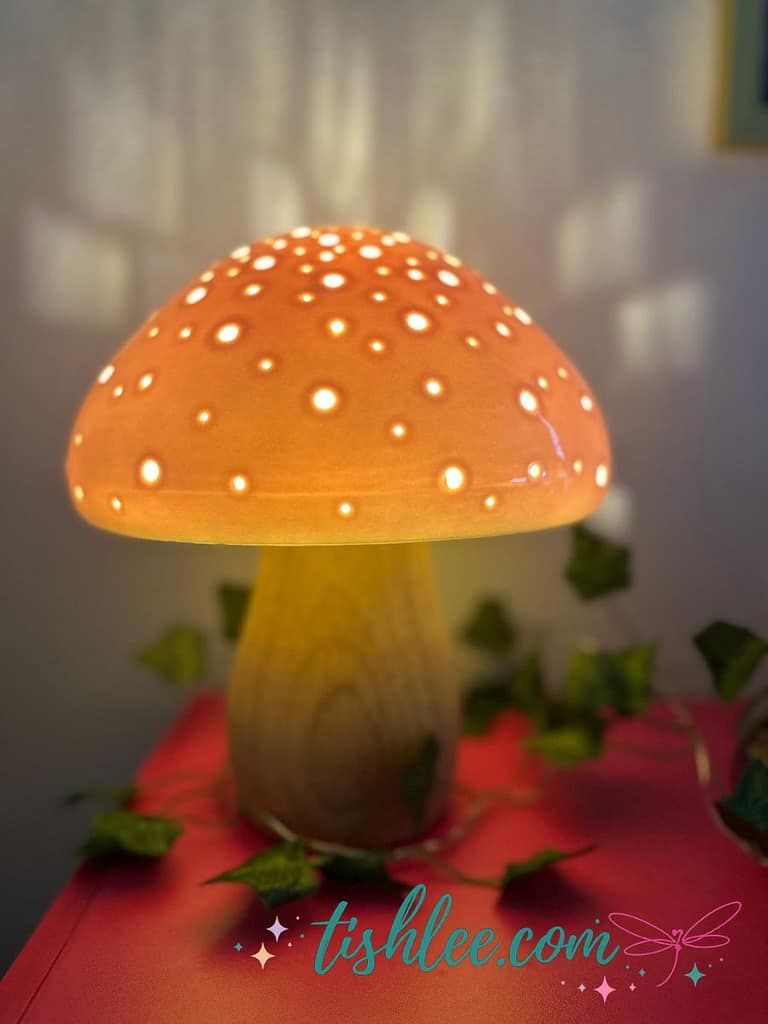 whimsical mushroom cozy lightening lamp